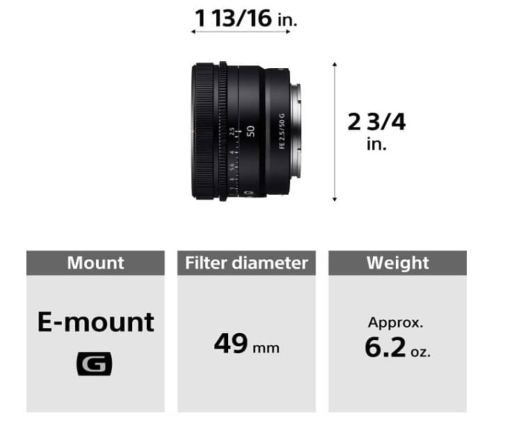 Sony FE 50mm F2.5 G Full-Frame Ultra-Compact G Lens SEL40F25G 5