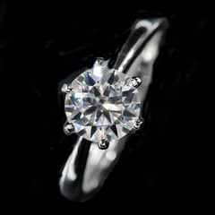 18 K White Gold /Diamond Ring/Silver Moissanite/Ring