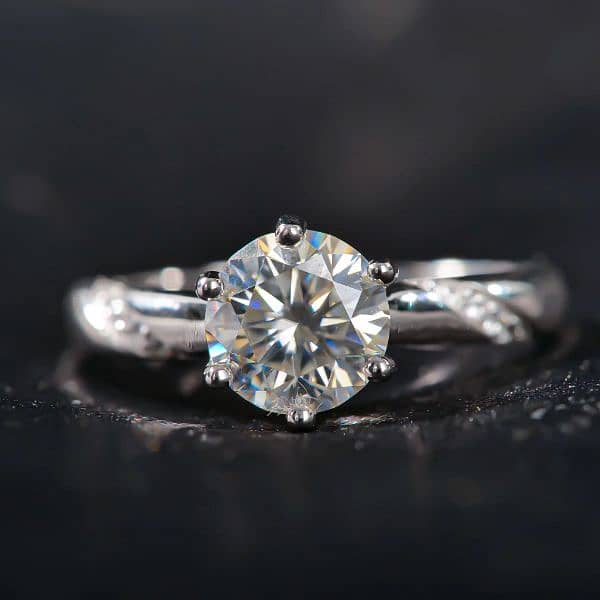 18 K White Gold /Diamond Ring/Silver Moissanite/Ring 3