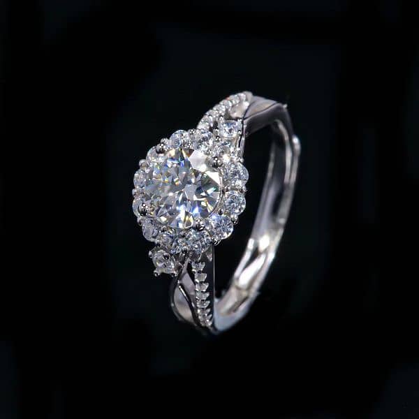 18 K White Gold /Diamond Ring/Silver Moissanite/Ring 5
