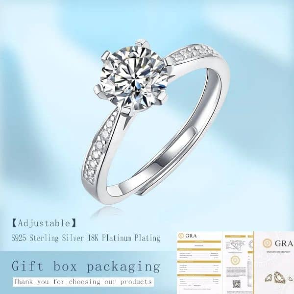18 K White Gold /Diamond Ring/Silver Moissanite/Ring 8