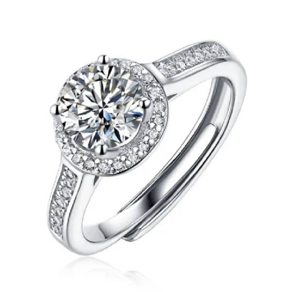 18 K White Gold /Diamond Ring/Silver Moissanite/Ring 15