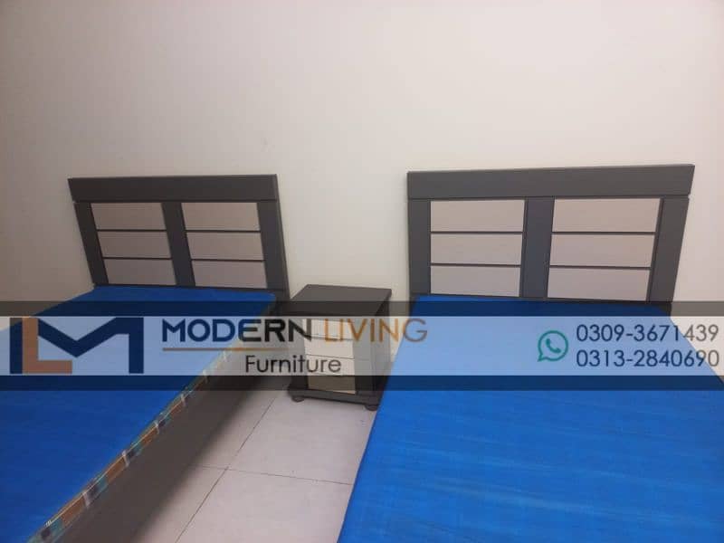 Modern 2 single beds one side table best quality 2