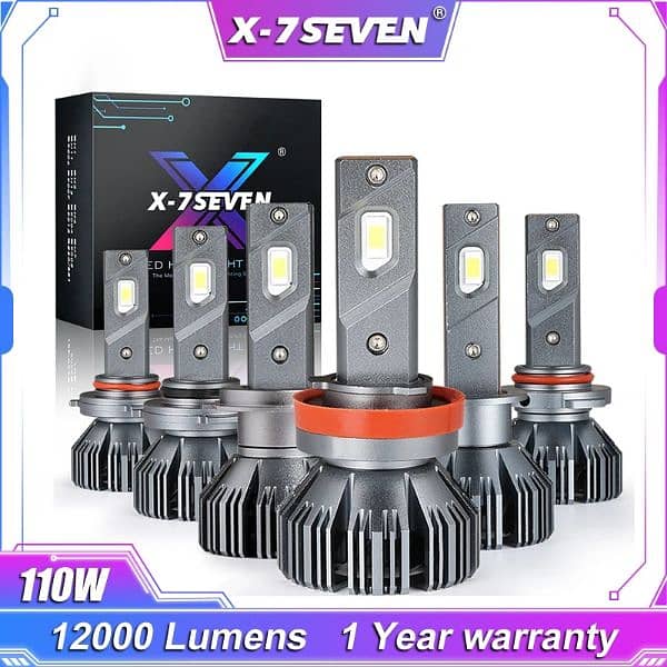 X-7SEVEN LED lights Available in H4/Hb3/H11/H7/Hir/H1/H3 4