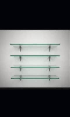 4 TIER BATHROOM WALL MOUNTED GLASS SHELVES