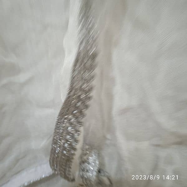 Beautiful white net gown with star work. Ready to wear. 1