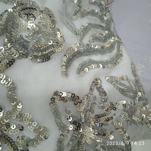 Beautiful white net gown with star work. Ready to wear. 2