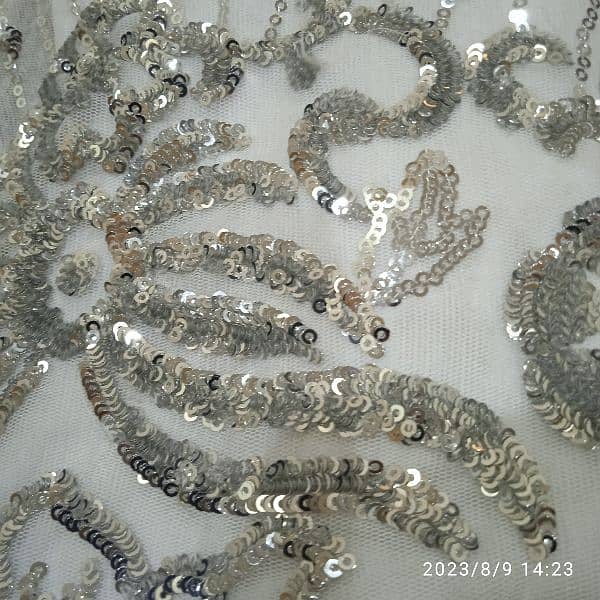 Beautiful white net gown with star work. Ready to wear. 3