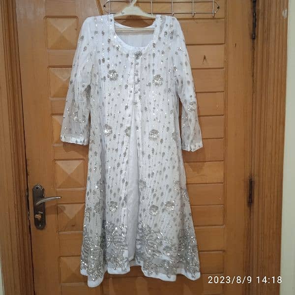 Beautiful white net gown with star work. Ready to wear. 4