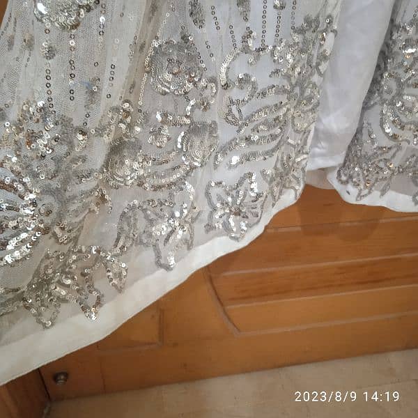 Beautiful white net gown with star work. Ready to wear. 5