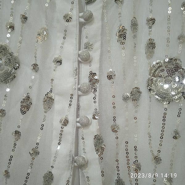 Beautiful white net gown with star work. Ready to wear. 7