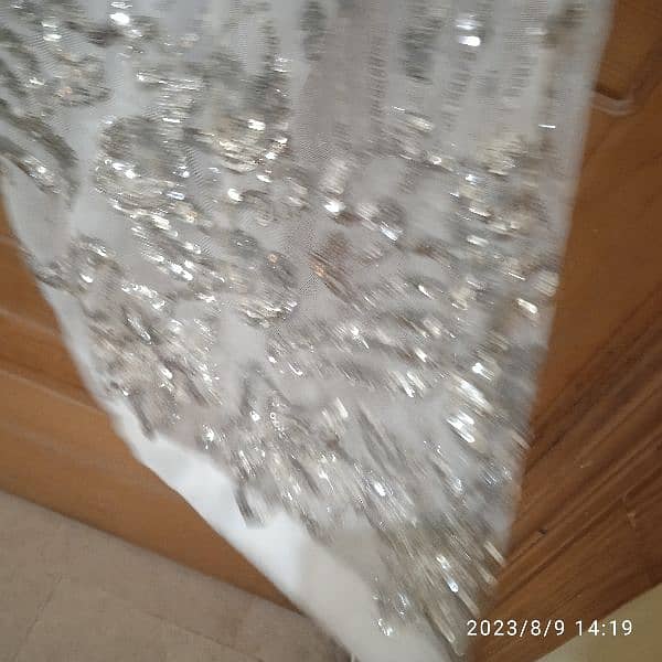 Beautiful white net gown with star work. Ready to wear. 8