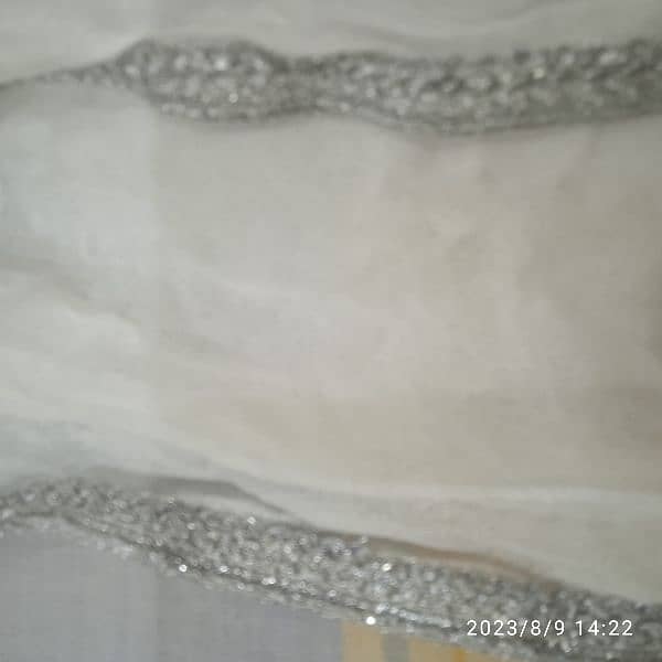 Beautiful white net gown with star work. Ready to wear. 10