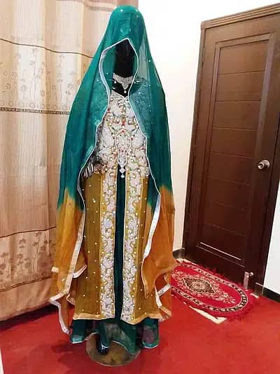 BEAUTIFUL Mehndi Dress with Green and Golden Brown Color Combination 1