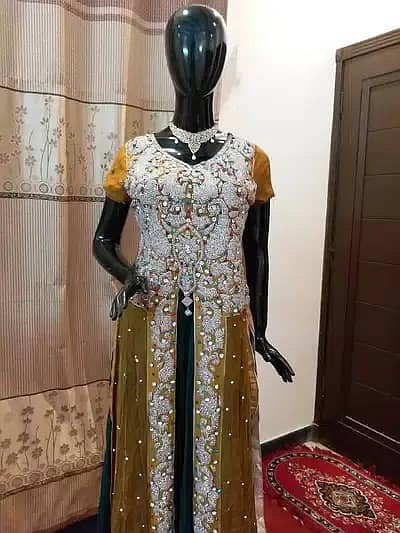 BEAUTIFUL Mehndi Dress with Green and Golden Brown Color Combination 4