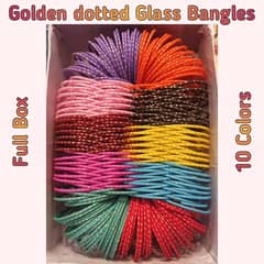 trendy golden Dotted glass bangles full box