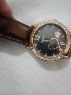 Golden Brown leather wrist watch 0