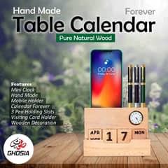 Wooden Calendar Mini Clock/Mobile Holder/Card Holder/Pen Holder Decor