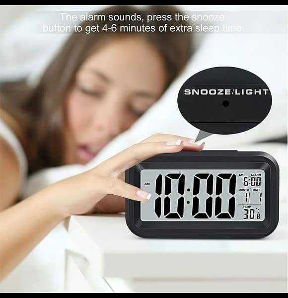 LED Digital Alarm Clock Backlight Snooze Data Time Calendar Des 3