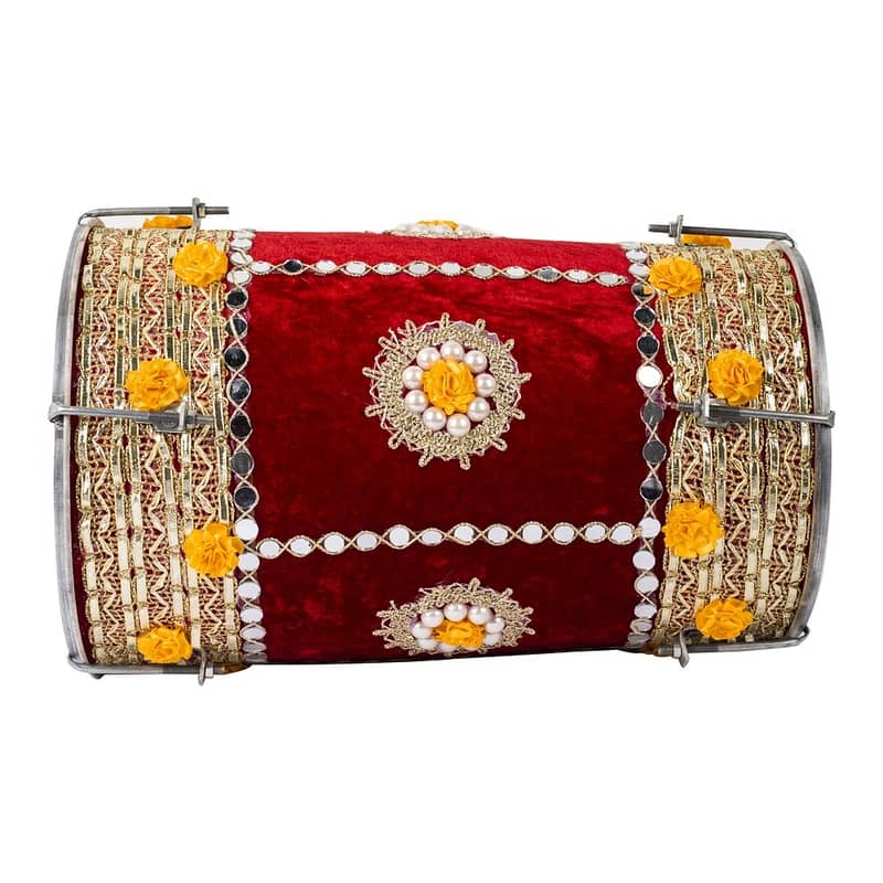 1pcs 15 inch long Fiber Fancy dholak wedding drum Mehndi Dholki 2.5s 2