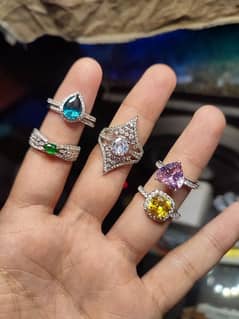 synthetic emerald sapphire ruby diamond zircon rings 0