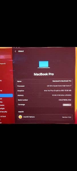 MacBook Pro 2019 Core i7 16GB 512GB 13" CTO Model A1989 2