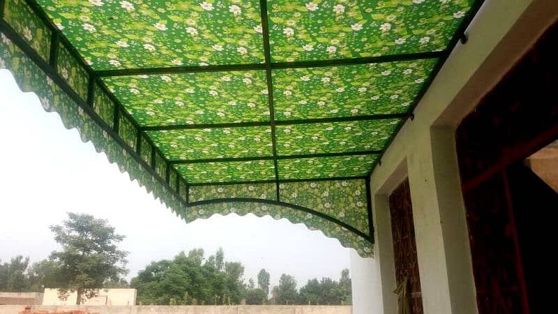 Fiberglass shade in Lahore with iron stracture /door gate /grill 10
