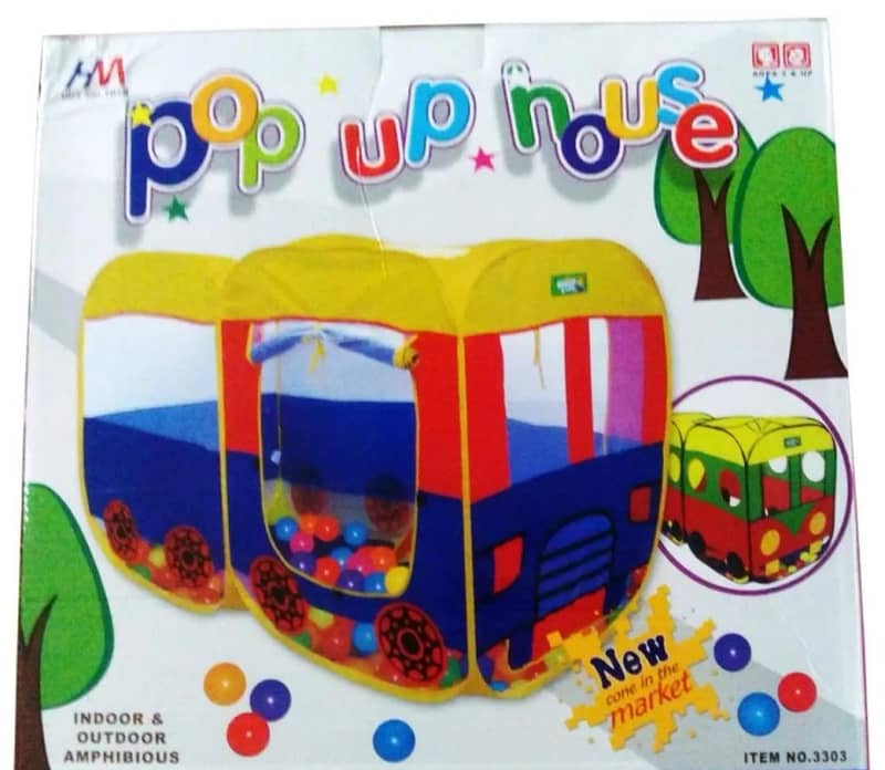 Pop up tent Playhouse for Kids - Bus Shape - 54 x 37 x27 inches 0