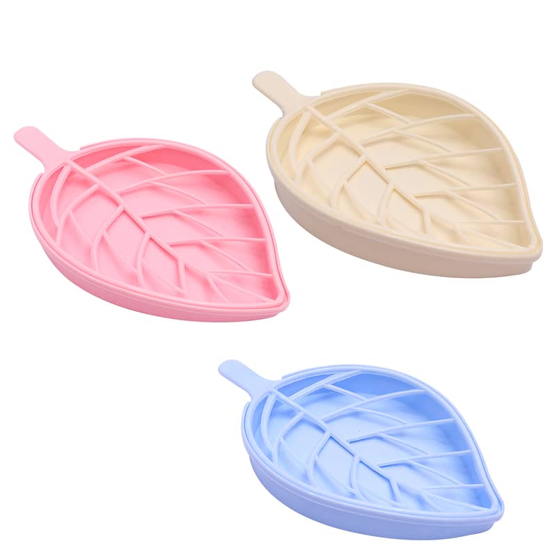 Pack of 3 Leaf Shape Soap Holder Bathroom Accessories Dish Plate Case 2
