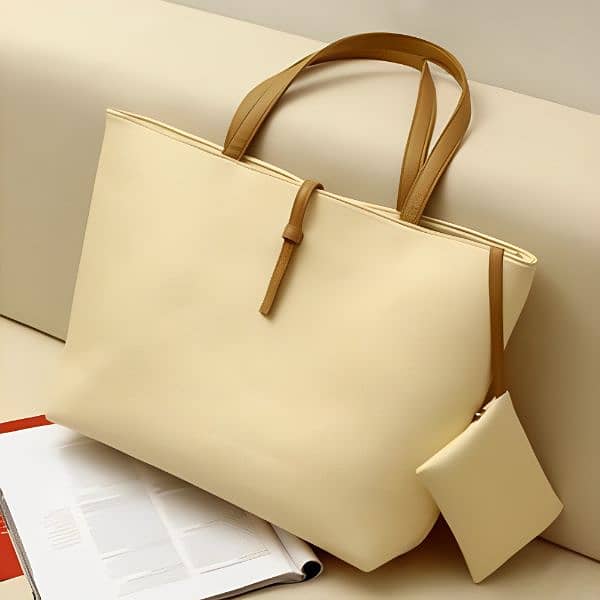 Stylish Solid Color Faux Leather Bag with Zipper Closure 0