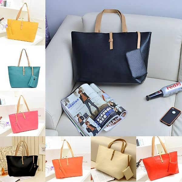 Stylish Solid Color Faux Leather Bag with Zipper Closure 3