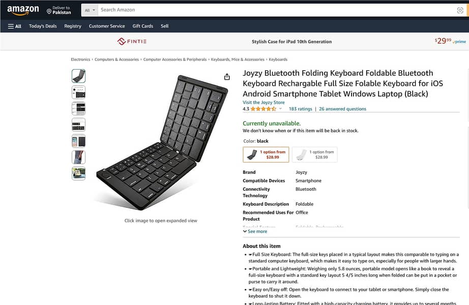 Mini Pocket Portable Bluetooth Wireless Keyboard Folding Foldable 1