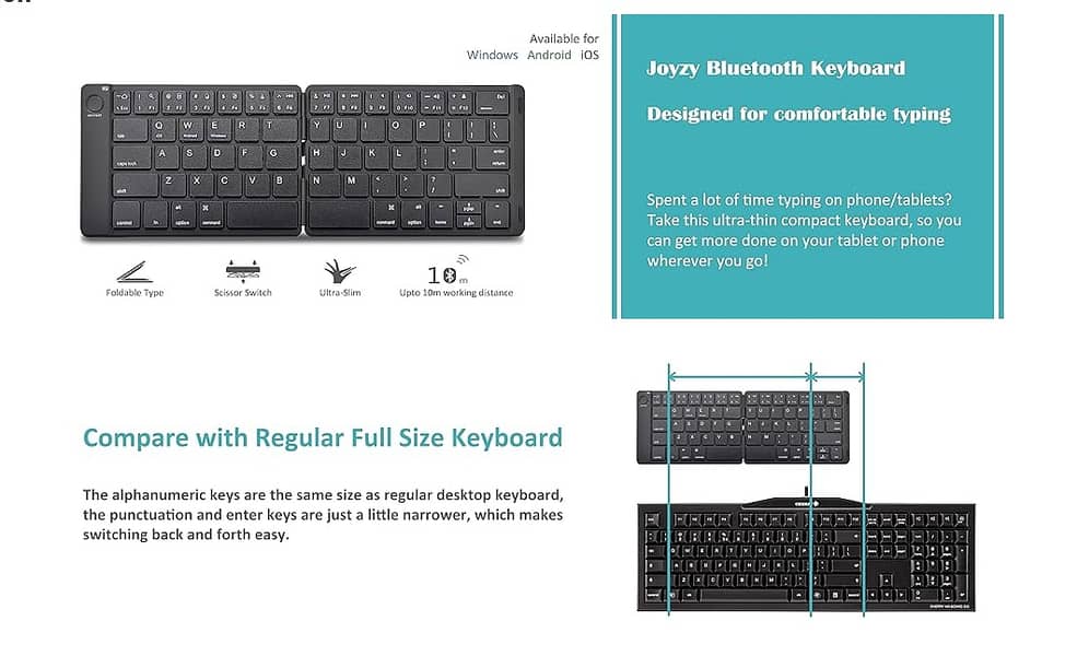 Mini Pocket Portable Bluetooth Wireless Keyboard Folding Foldable 8