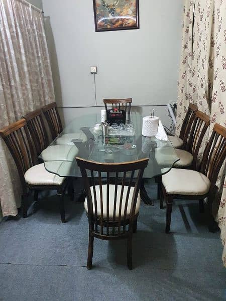 double mirror top dinning table and 8 chairs 0