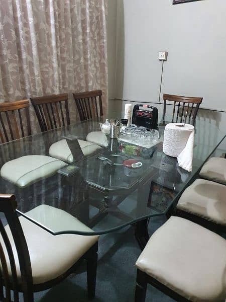 double mirror top dinning table and 8 chairs 2