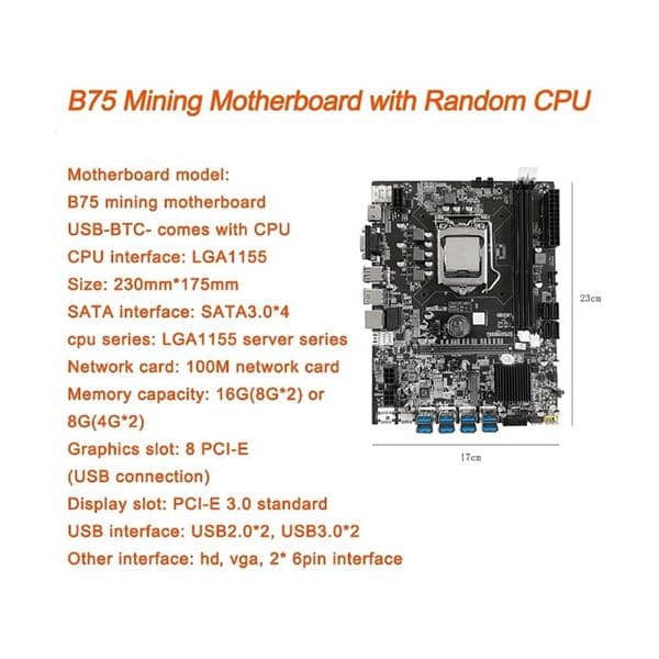 b75 mining mother board with 8 port usb mining slot 3