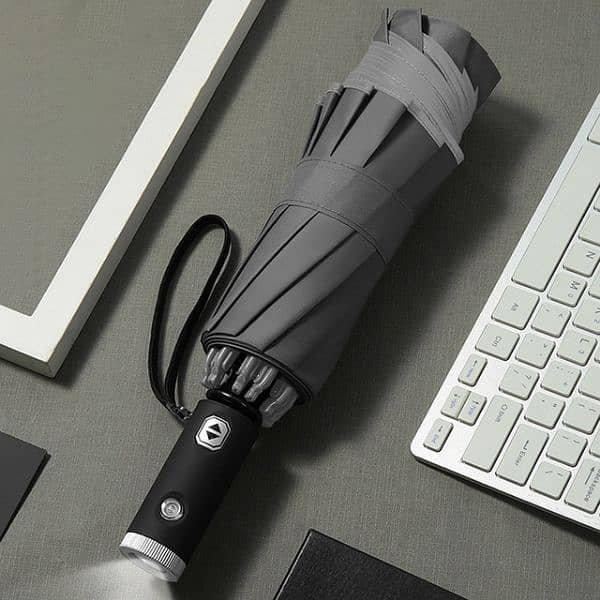 automatic portable Folding Umbrella with Flashlight Executive Size 8