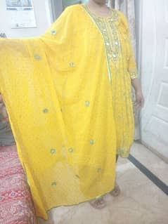 bridal mehndi  fancy suit. A line shirt with mirror work,churi pajama