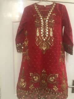 Red 2 piece shirt and dupatta small size 0