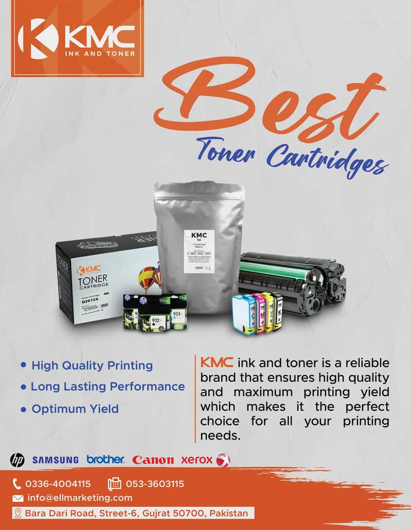 KMC Laser Toner Cartridge and Refill Powder, Toner Chips and Drum 0