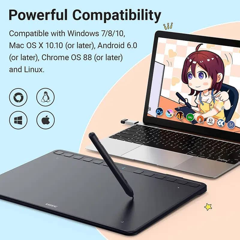 Wireless Graphic Tablet Ugee S1060W 10x6.27 inch WACOM Bluetooth 6