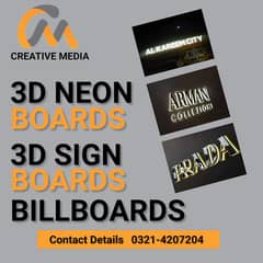 3D Board - Neon Board - Flex Printing - Acrylic Board - Sign Board 0