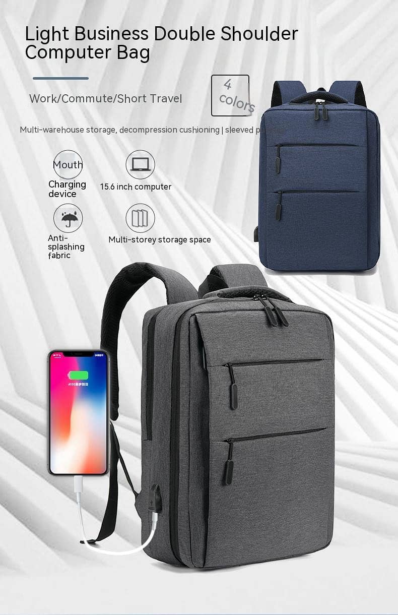 Laptop & Travel Backpack, USB Port, Dual Compartment For Office & Busi 6