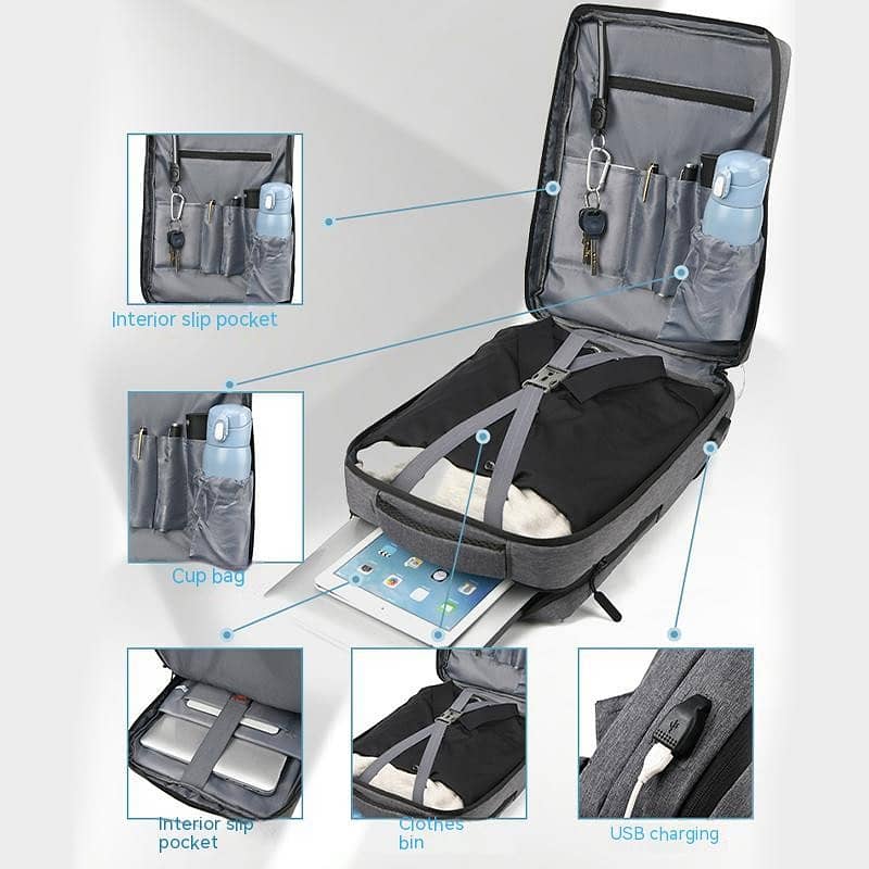 Laptop & Travel Backpack, USB Port, Dual Compartment For Office & Busi 8