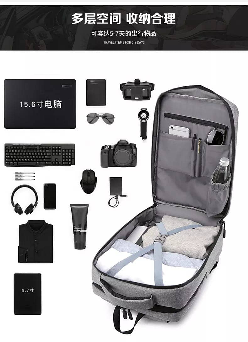 Laptop & Travel Backpack, USB Port, Dual Compartment For Office & Busi 15