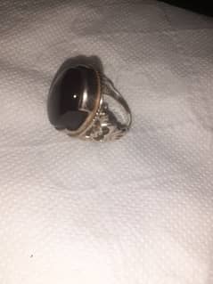 Men's silver pure brown aqeeq ring 0