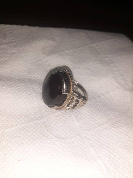 Men's silver pure brown aqeeq ring 1