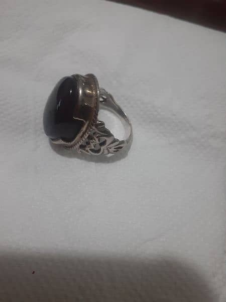 Men's silver pure brown aqeeq ring 2