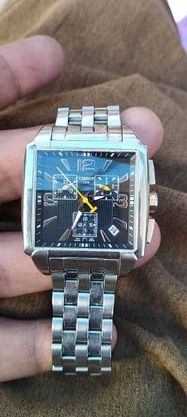 Tissot Quadrato Stainless Steel Black Dial Quartz Watch Watches