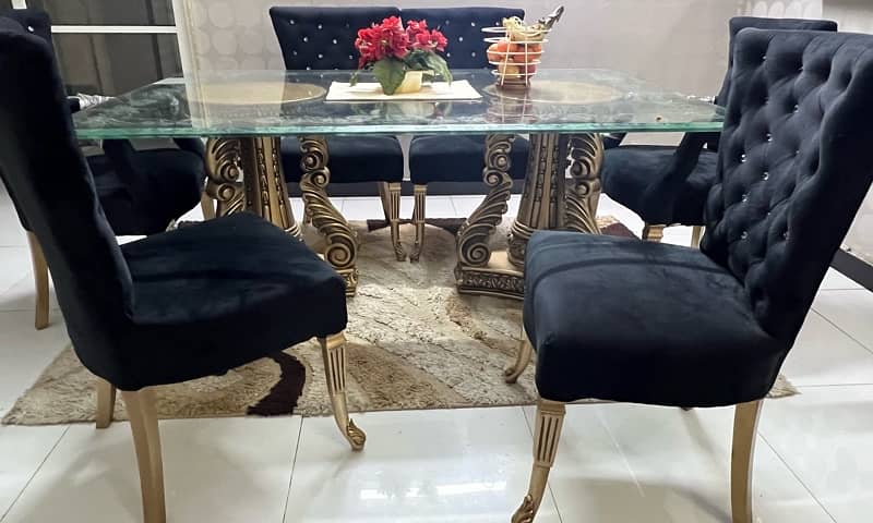 deco style heavy  dining table with 19 1/2 mm top glass 3
